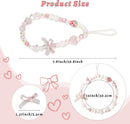 Pink Beaded Phone Wrist Straps, Y2K Phone Case Charms Camera Charm Strap, Lanyard Keychain Wristlet Aesthetic Cellphone Charm photo 5