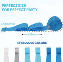 6 Light Blue Streamers, 492ft Pack of Crepe Paper Party Decorations | 6 Pack - Blue & Silver — 3