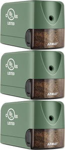 AFMAT 3 Pack Electric Pencil Sharpener, Heavy Duty Pencil Sharpener for Classroom, 6.5-8mm No.2/Colored Pencils, UL Listed, 10,000+ Sharpenings for Home, Office, School, PS105 | Green — 1