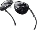 GQUEEN Classic Pilot Polarized Sunglasses Men Women Retro Shades UV400 MOS1 | A Black Frame/Grey Lens | Model A — 1