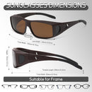 Polarized Fit Over Glasses Sunglasses for Men Women Driving Square Wrap Around Shades UV Protection Sun Eyewear PT2006 | Matte Coffee/Brown | 62 Millimeters — 3