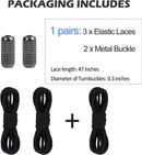 ZHENTOR Elastic Shoe Laces, Elastic No Tie Shoelaces for Sneakers, One Size Fits All Adults and Kids Shoes | Black 03W | 1 Pair — 1