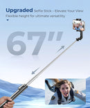Fuloview 67” Selfie Stick Tripod for iPhone, Lightweight Travel Phone Tripod with Wireless Remote, Extendable Cell Phone Stand for Photography, Video & Live Streaming – Black photo 2