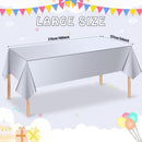 3 Pack Silver Plastic Tablecloth, Disposable Rectangle Table Covers, Holographic Metallic Foil Tablecloth Silver Party Supplies Decorations for Birthday Graduation Disco Bachelorette, 54x108Inch — 2
