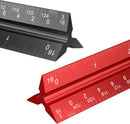 Rena Chris 2PCS Architectural Scale Ruler: 12" Imperial Aluminum Alloy Metal Architecture Measuring Tools, Engineering Drafting Construction Drawing Blueprints Triangular Architect Scaling Rulers | Red+Black — 1