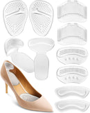 10PCS High Heel Comfort Pad Inserts, Silicone Shoe Cushion Insoles Heel Grips Liner Metatarsal Pads for Women Shoes Too Big, Prevent Rubbing Blisters, Self Adhesive, Clear 1