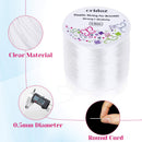 Stretchy String for Bracelets, Cridoz 0.5mm Clear Elastic String Stretch Cord Bracelet String with 2 Pcs Beading… — 3