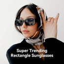 Rectangle Sunglasses for Women Men Trendy Y2K 90s Square Sun Shades UV400 | White — 2