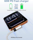 USB C Cable 10ft 2Pack, 60W Fast Charging 90 Degree Nylon Braided Cord 2