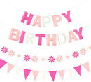 CANREVEL 3 PCS Pre-Strung 3D Happy Birthday Banner Decorations, Pink Flower — 1