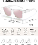 Wzerry Polarized Over Glasses Sunglasses for Women Men with Large Shades | Black/Grey + Black/Pink + Clear/Pink — 3