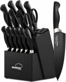 Amorston Knife Set 15 Piece Kitchen Knife Set with Block — 1
