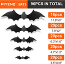 Piteno® 96Pcs Bats Halloween Decorations Party Supplies, Realistic PVC 3D Black Scary Bat Stickers for Creepy Home Decor Halloween Party Decorations DIY Wall Window Decal Bathroom Indoors (Large) — 2