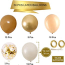 Brown Sand White Neutral Balloons, 50pcs 12 inch Retro Apricot Balloons Brown Sand White Gold Confetti Party Balloons For Birthday Engagement Wedding Anniversary Party Decorations | Brown Beige Gold — 6