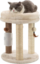 MECOOL 4in1 Small Cat Tree,Scratching Post with Tower Soft Bed, Sisal Carpet Jute Posts with Three Hanging Ball Toys and Massage Brush for Indoor Cats — 1