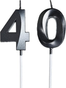 Bailym Black 40th Birthday Candles, Number 40 Cake Topper for Birthday Decorations Party Decoration — 1