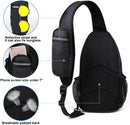 WATERFLY Crossbody Sling Backpack Sling Bag Travel Hiking Chest Bag Daypack (Black) | Small — 6