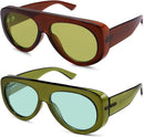 Trendy Aviator Sunglasses Womens Mens Oversized 90s Shades AR82372 | 06. Brown/Green+green/Light Green | 56 Millimeters — 4