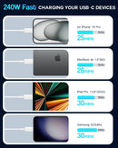 USB C to USB C, 240W USB C Cable, 6.6ft C to C Cable Fast Charging for Macbook Pro/Macbook Air, iPad Pro 12.9-inch, iPhone 15/Pro Max/Pro/Plus, Samsung Galaxy S23,Compatible 140W/100W /65W/45W/35W/20W 3