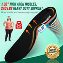 Plantar Fasciitis Relief Insoles Men Women High Arch Support Shoe Inserts,240+lbs Comfort EVA Orthotics Insert Absorb Shock Work Boot Shoe Insole for Flat Feet, Pronation, Heel & Foot Pain - Black — 3