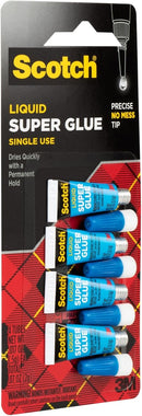 Scotch Super Glue Liquid, 4-Pack of Single-Use Tubes,.017 oz Each — 6
