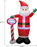MorTime 8 FT Christmas Inflatable Santa Claus with Guidepost, Blow up Lighted Giant Wave Santa Claus North Pole with LED Lights Yard Decoration Party Display for Xmas Outdoor Decorations — 3