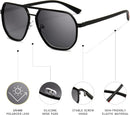 SUNGAIT Polygon Aviator Sunglasses for Men Polarized Trendy Square Sun Glasses Retro Pilot Shades UV Protection | Black/Gray & Amber/Brown — 3