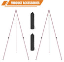 Easel Stand for Display, Aredy 63" Portable Painting Easel, Lightweight Metal Easels for Painting Canvas, Wedding Sign (2 Pack, Pink) | 2 pack (PINK) — 7