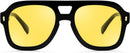 FEISEDY Retro Thick Aviator Sunglasses for Women Men, Large Vintage Shades | Black - Yellow | 53 Millimeters — 1
