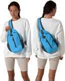 WATERFLY Crossbody Sling Backpack Sling Bag Travel Hiking Daypack | N - Sky Blue | Small — 6