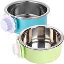 kathson Crate Dog Bowl, Removable Stainless Steel Hanging Pet Kennel Cage Bowl Food & Water Feeder Coop Cup for Puppy, Cat, Rabbit, Guinea Pigs Ferret Bird (2 PCS, Size: M, Blue and Green) — 1