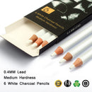 Brusarth White Charcoal Pencils Drawing Set, Professional 6-Piece Sketch, Highlight, Shading, Blending Set for Beginners & Artists — 2