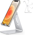 OMOTON C2 Adjustable Aluminum Cell Phone Stand with Charging Cutout, Silver photo 1