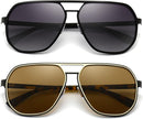 SUNGAIT Polygon Aviator Sunglasses for Men Polarized Trendy Square Sun Glasses Retro Pilot Shades UV Protection | Black/Gray & Amber/Brown — 1