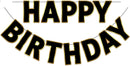 Pre-Strung Happy Birthday Banner - Black Gold Party Decorations — 1