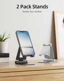Nulaxy 2 Pack Aluminum Dual Folding Cell Phone Stand for Desk, Black&Silver photo 2