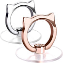 Cat Phone Ring Holder - EI Sonador Clear Cell Phone Ring Holder Transparent Stand Finger Grip (1 Silver + 1 Rose Gold Cat) photo 1