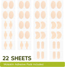 Bukihome Moleskin Adhesive Pads for Feet - Blister Prevention Tape - Moleskin Padding for Blisters, Shoes, Toes, Heel, Reduce Friction Pain - 22 Sheets of 4 Shapes (44 Pieces Total, Beige) | 22 Sheets (44 Pieces Total) — 6