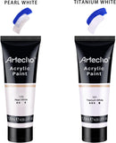 Artecho White Acrylic Paint, Titanium White Paint (120ml / 4.05oz) Tubes, Art Craft Paints for Canvas Painting, Rock, Stone, Wood, Fabric, Art Supplies | 4.05 Fl Oz (Pack of 1) — 4