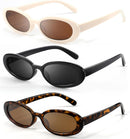 DANAMY Sunglasses Womens Retro Oval Sunglasses for Women Men Fashion Small Oval Sun Glasses 90s Vintage Driving Shades | A-black+leopard+off-white — 1