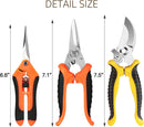 3 Pack Garden Pruning Shears Stainless Steel Blades Handheld Pruners Set with Gardening Gloves | Mix | 3 PCS — 6