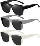 Wzerry Polarized Over Glasses Sunglasses for Women Men with Large Shades | Black/Grey + Dark Grey/Grey + White/Grey — 1