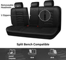 CAR PASS Leather Back Seat Cover, Universal Waterproof Bench Rear Seat Cover Zipper Split Rear Bench Protector Fit 95% Automotive Interior Covers for Cars Sedans SUVs (Rear,All Black) — 3