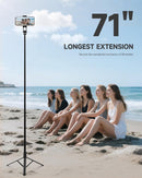 71” Phone Tripod & Selfie Stick, Portable All in One Extendable Cell Phone Tripod Stand, with Wireless Remote Control for iPhone/Samsung/Android/Camera photo 3