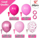 68Pcs Pink Balloons Kit 12 Inch Metallic Pink Balloon, Pink Confetti Balloon and Baby Pink Party Balloons with Ribbons for Birthday, Wedding, Baby Shower, Graduation Decorations. — 2