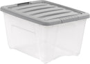 Amazon Basics Plastic Storage Containers with Secure Latching Lids, Stackable Organization Bins, Clear/Grey, 32 Quart, Set of 6 — 3