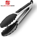 2 Pack Silicone Kitchen Tongs, 9 & 12 Inch, Stainless Steel, Black — 6