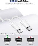 USB C to USB C Cable, 2Pack 6FT 60W Type C Fast Charging Woven Cord 2
