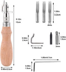 Leather Groover Tool(Natural Color), 7 in 1 Adjustable Stitching Groover — 2