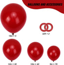 RUBFAC Ruby Red Balloon Arch Kit 154pcs Crimson Balloons Different Sizes — 2
